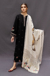 DHANAK 3PC EMBROIDERED SHIRT WITH DIGITAL PRINTED WOOL SHAWL-167